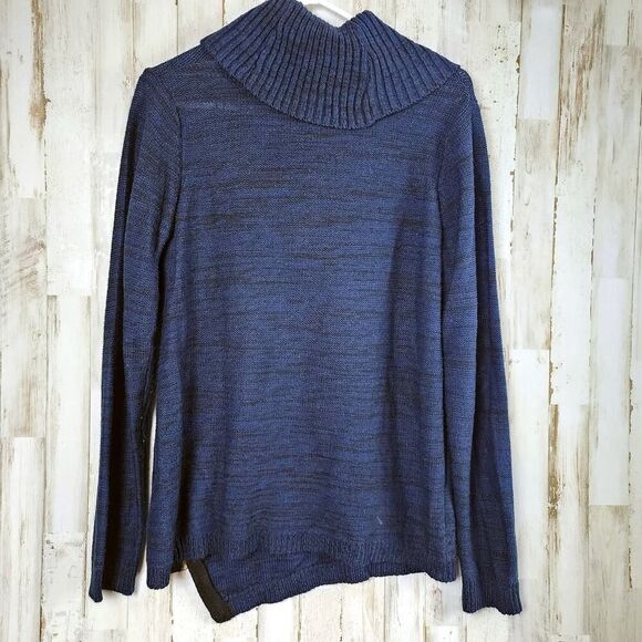 Emily Rose Asymmetrical Zipper Cowl Neck Sweater Blue Size Large - Picture 2 of 10